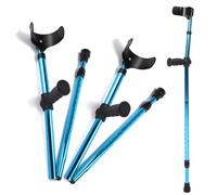 Folding Aluminum Elbow Crutch - Lightweight Height Adjustable Telescopic Forearm Walking Stick with Ergonomic Cuff for Men and Women