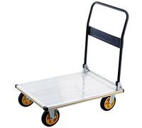Folding Aluminum Platform Truck - Lightweight Hand Cart with Wheels & Foldable Handle Ideal for Moving Tools & Parcels - Versatile Flatbed Trolley for Easy Transport