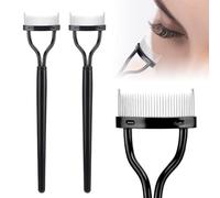 Folding Angle Scalloped Lash Brush, 2025 New Eyelash Comb Lash Separator Brow Brush, Upgrade Foldable Curled Eyelash Brush Separator Eye Makeup Eyelash Wand Brushes (Black)