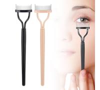 Folding Angle Scalloped Lash Brush, 2025 New Eyelash Comb Lash Separator Brow Brush, Upgrade Foldable Curled Eyelash Brush Separator Eye Makeup Eyelash Wand Brushes (Black+Khaki)