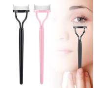 Folding Angle Scalloped Lash Brush, 2025 New Eyelash Comb Lash Separator Brow Brush, Upgrade Foldable Curled Eyelash Brush Separator Eye Makeup Eyelash Wand Brushes (Pink+Black)