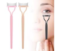 Folding Angle Scalloped Lash Brush, 2025 New Eyelash Comb Lash Separator Brow Brush, Upgrade Foldable Curled Eyelash Brush Separator Eye Makeup Eyelash Wand Brushes (Pink+ Khaki)