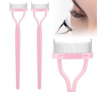 Folding Angle Scalloped Lash Brush, 2025 New Eyelash Comb Lash Separator Brow Brush, Upgrade Foldable Curled Eyelash Brush Separator Eye Makeup Eyelash Wand Brushes (Pink)