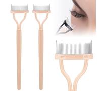 Folding Angle Scalloped Lash Brush, 2025 New Eyelash Comb Lash Separator Brow Brush, Upgrade Foldable Curled Eyelash Brush Separator Eye Makeup Eyelash Wand Brushes (Khaki)