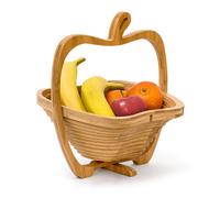 Folding apple basket Versatile Fruit Holder Food-safe Folding Bamboo Bowl