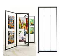 Folding Art Display Rack for Painting Exhibition, Movable Publicity Work Holder, Multi-fold Poster Stand, Metal Billboard for Art Gallery, Booth(8pcs,100x200cm/39.4x78.7in)
