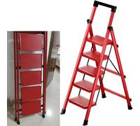 Folding Attic Ladder, Portable Steel Step Stool with Wide Non-Slip Pedals, Emergency Egress Climb Ladder for Home Use