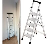 Folding Attic Ladder, Portable Steel Step Stool with Wide Non-Slip Pedals, Emergency Egress Climb Ladder for Home Use