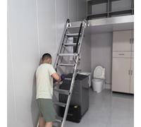 Folding Attic Ladder with Handrails and Hooks, Space-Saving Egress Stairs for Tiny Homes and Small Spaces