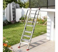 Folding Attic Stair Ladder, Space-saving Access with Handrails and Hooks for Small Openings