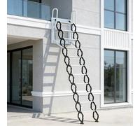 Folding Attic Stairs, Retractable Steel Loft Ladder, 661LBS Capacity, Non-Slip Foot Pads, Reinforced Handrail, 8 Steps, 205CM Length for Easy Access