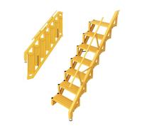 Folding Attic Stairs, Wall Ladder, Bunk Bed Ladder with Armrests, Carbon Steel Step Stool,Safety Hollow-Out Side Rails, Non-Skid Wide Steps for Dorms Bedrooms(Yellow,6 steps)