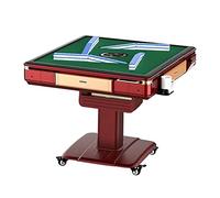 Folding Automatic Mahjong Table - Roller Coast Style with Ashtray Cup Holders USB Charging Ports 2 Sets of Numbered Tiles & Dust Cloth (Red) - Perfect for Game Nights!