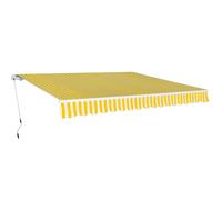 Folding Awning 400cm Yellow/White Aluminium Frame Polyester PU with Crank