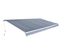 Folding Awning 600cm Black/White Aluminum Frame Polyester PU Coated Manual Crank