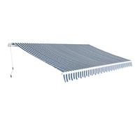 Folding Awning Sunshade Blind Manual-Operated 5 Sizes Blue and White vidaXL