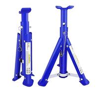 Folding Axle Stand 3 Tonne Ton Car Jack Stand Heavy Duty Repairing Tool Garage Workshop Safety Steel Lift Lifting Tool Adjustable Range 290mm to 410mm - Pair of Stands