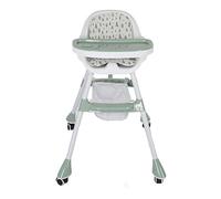 Folding Baby High Chair with Double Tray Silent Wheels Space Saving Feeding Height Chair Green (Green)