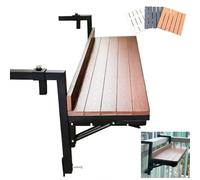 Folding Balcony Railing Table - Floating Desk with Metal Frame, Compact 47.2"x9.8" for Up to 5.5" Thick Rails, Perfect for Outdoor Spaces, Brown Finish