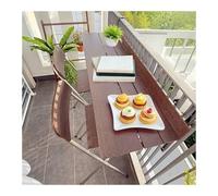 Folding Balcony Railing TableOutdoor Metal Side Desk Adjustable Height Patio Dining Table Brown Aluminium Worpace (31.5"x14.6") for Smals