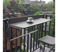 Folding Balcony Table for Railing, Aluminium Outdoor Deck Rail Table with Adjustable Height, Space-Saving Design for Patio and Balcony