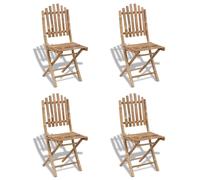 Folding Bamboo Dining Chair 50x42x92cm Brown Outdoor Patio, Waterproof Set of 2