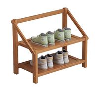 Folding Bamboo Shoe Rack - 2/3/4/5 Tier Wooden Shelf for Entryway Hallway & Bedroom - Space-Saving Storage Solution in Log Color Compact Design 50cm