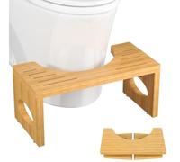 Folding Bamboo Squatting Potty for Adult Kids Toilet Stool Potty Stools Non-Slip Poop Stool for Bathroom Squatting Step Aid Step Stools,Portable and Space-Saving