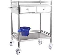 Folding Bar Cart,Storage Trolley Cart-2 Tier Shelf Stainless Steel Service Cart For Kitchen, Storage,Hotel Office, Bathroom,Medical Hand Push Trolley/Beauty Hairdressing Storage(66 * 44 * 86