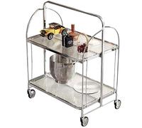 Folding Bar Cart with Wheels - Rolling Beverage Storage Trolley for Drinks, Coffee & Tea - Home Serving Cart for Kitchen & Parties