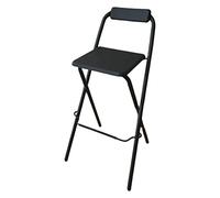 Folding Bar ol with Backrest and Footrest Modern Kitchen Counter Chair for Outdoor Use Café Seating 70cm 28inch Black Slish & Space Saving Design