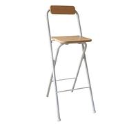Folding Bar Stool 60cm/70cm Modern High Chair with Backrest & Footrest Waterproof Steel Frame Minimalist Dining Seat (Color: Wood Size: 70cm/28inch)