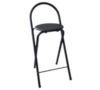 Folding Bar Stool Comfortable Collapsible Chair for Dining & Conference Practical Space-Saving Design 65cm/26in Height Stylish Black Finish
