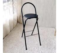 Folding Bar Stool No Assembly Required 29.5-Inch High Counter Chair for Bedroom Outdoor Kitchen Garden - Stylish Black Folding High Seat