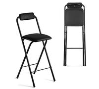 Folding Bar Stool Portable High Folding Chair with NonSlip Feet Padded Leather Seat and Backrest Ideal for Kitchen Counter Pub or Outdoor Use