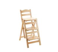 Folding Bar Stool - Solid Wood, Multifunctional 3 Step Portable Ladder Stool for Kitchen, Bathroom, and Household Use