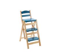 Folding Bar Stool - Solid Wood, Multifunctional 3 Step Portable Ladder Stool for Kitchen, Bathroom, and Household Use