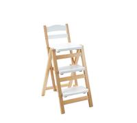 Folding Bar Stool - Solid Wood, Multifunctional 3 Step Portable Ladder Stool for Kitchen, Bathroom, and Household Use