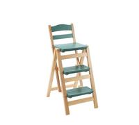 Folding Bar Stool - Solid Wood, Multifunctional 3 Step Portable Ladder Stool for Kitchen, Bathroom, and Household Use