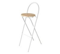 Folding Bar Stool with Back Support 26in/65cm High Chair for Adults Portable Kitchen Stool for Office & Parties Natural Color Adjustable Height 65/70/75cm