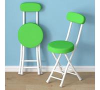 Folding Bar Stool with Backrest Adjustable Kitchen Chair with Round PU Cushion Counter Stool with Footrest for Kitchen Island Dining Room Living RoomGreen