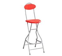 Folding Bar Stool with Backrest and Footrest, Adjustable Height for Kitchen, Office, and Outdoor Use