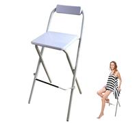 Folding Bar Stool with Backrest, White Portable High Chair Breakfast Barstool, Kitchen Restaurant Seating, Tall Bar Stool (Color : 1pc, Size : 70cm/28inch)