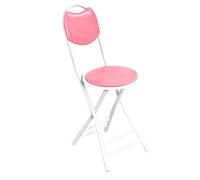 Folding Bar Stool with Padded Seat & Backrest, 45cm Portable Kitchen Chair, Foldable Round Stool for Adults, Office, Camping, Easy Carry Handle