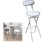 Folding Bar Stools with Backrest - Cushed Black & White High Seat for Kitchen & Breakfast Bar, 26in Height, Metal Legs & Footrest, Set of 2 Counter Chairs for Modern Dining