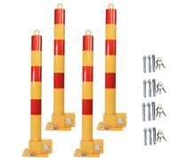 Folding Barrier Post for Garage Security, Car Parking Space Lock with Reflective Tape, 2-Pack