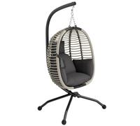 Folding Basket Chair Dark Gray Steel Frame 110x100x188cm Polyester Rope PPCotton