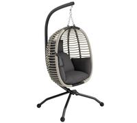 Folding Basket Chair Dark Gray Steel Frame 110x100x188cm Polyester Rope PPCotton