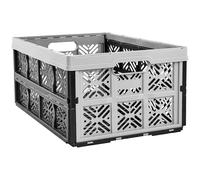 Folding Basket Folding Box Storage Box Shopping Basket Grey-Black 32L
