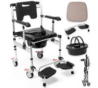 Folding Bath Chair for Elderly, Adult Bath Chair, Shower Chair with Wheels, WC Chair, Elderly Toilet Chair, Bath Chairs for Elderly with Wheels, Shower Wheelchairs